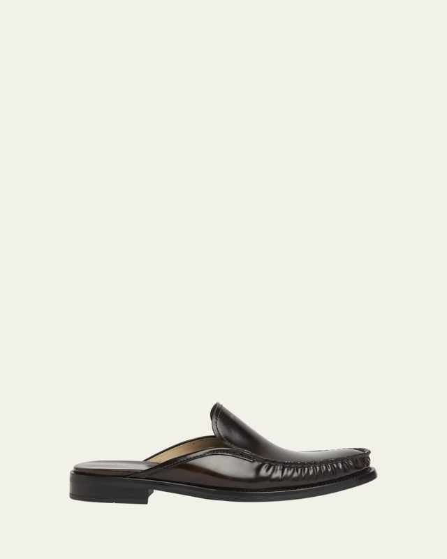 Spazzolato Leather Loafer Mules
